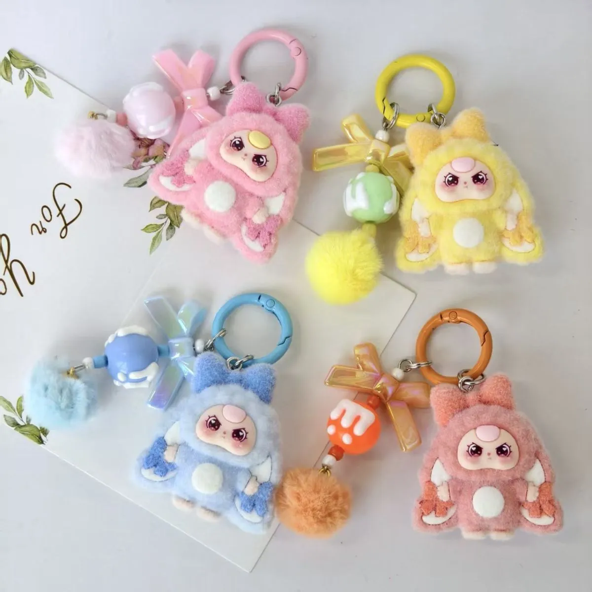 3D Flocked DIY Beaded Keychain – Cartoon Cute Bag Charm, Live Streaming Trendy Small Pendant for Purse & Backpack